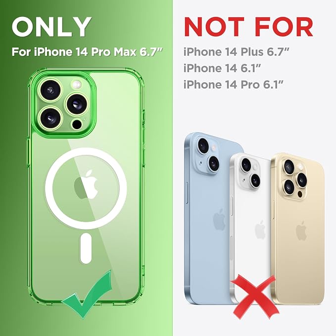 CAPRARO for iPhone 14 Pro Max Case, Compatible with MagSafe | Upgraded [Full Camera Protection] Shockproof Protective Slim Translucent Matte Magnetic Phone Case 6.7'', Clear Green - Image 2