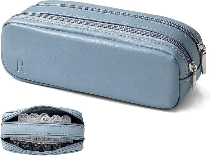 Portable Daily Contact Lens Case Organizer, Traveling Contact Cases Bag with Clearly Labeled R & L, Water-Resistant Disposable Contact Lens Dispenser, Storage up to 60 lenses(Blue) by Unknown