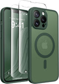 CAPRARO for iPhone 13 Pro Case, Compatible with MagSafe | Upgraded [Full Camera Protection] Shockproof Protective Slim Translucent Matte Magnetic Phone Case 6.1'', Deep Green by CAPRARO