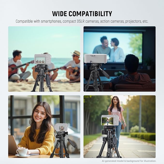 NEEWER Basic Mini Desk Tripod for Camera with 3 Way Pan Tilt Head & Handle, Small Portable Metal Tabletop Selfie Stick Stand with 1/4" Screw for DSLR Vlog Video Recording, Max Load 13.2lb, TP02 - Image 8
