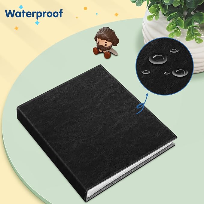Fintie Photo Album for 8x10 Photos, 52 Pockets Vegan Leather Memory Book | Premium Cover Picture Book, For Family/Wedding/Couples Keepsakes, Anniversary Photos & Artwork Collection, Vintage Black - Image 5