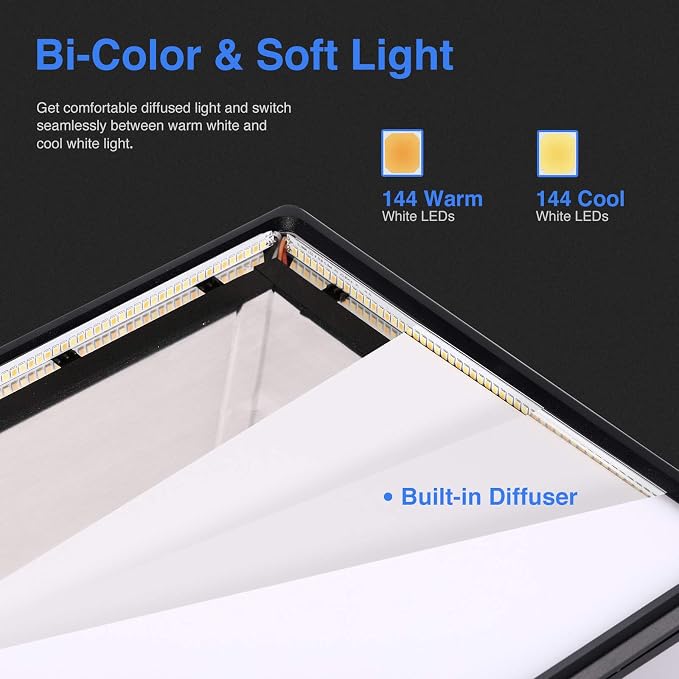 NEEWER NL288 LED Video Light with 2.4G Remote, 45W 4800Lux 3200K-5600K | CRI97+, Dimmable, Bi Color 18" Soft Light Panel, for Photography YouTube Live Stream Game Zoom Meeting(Battery Not Included) - Image 5