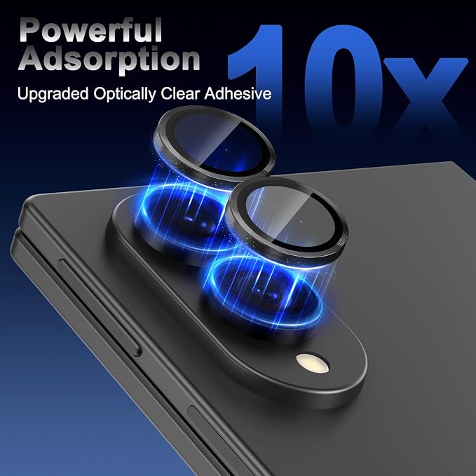 Meshine for Samsung Galaxy Z Fold 8 Camera Lens Protector,Scratch Proof,Strong Adsorption,9H Hardness with Metal Ring Camera Cover,Ultra Thin Case Friendly,Accessories Lens Protector,Black - Image 5