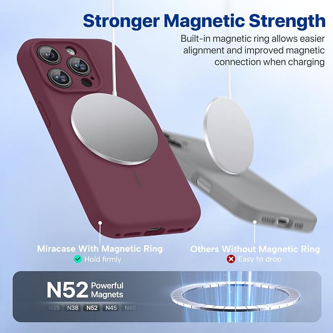 Miracase Magnetic for iPhone 15 Pro Case, Silicone, Soft Microfiber Lining - Image 5