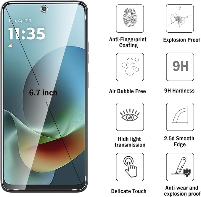 2+2 Pack for Moto G Play 2026 Screen Protector with Camera Lens Protector,Full Coverage 9H Tempered Glass Film,HD Clear Scratch Resistant,Bubble-Free for Moto G Play 2026 Screen Protector - Image 7