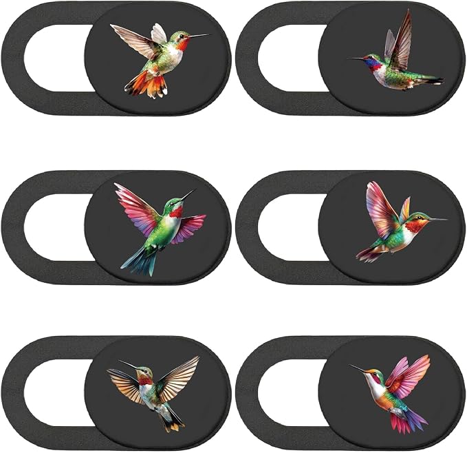 6Pcs 6 Styles Laptop Camera Cover Slide Cute 0.04 Inch Ultra Thin Phone Privacy Camera Cover Hummingbird Design Webcam Protector for Laptop Desktop Computer Tablet Phone Notebook Mini PC by PRESSINART