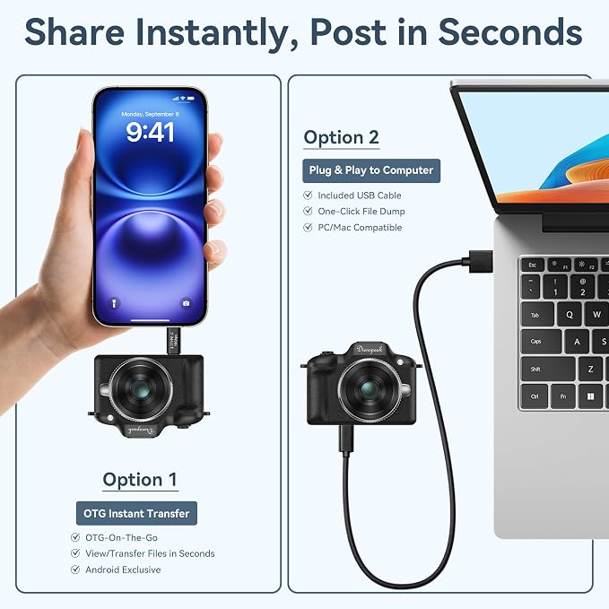 Mini Camera, 1080P HD Retro Keychain Digital Camera for Kids & Adults, Tiny Small Portable Pocket Video Recorder with 32GB Card, Vintage Camcorder for Travel Vlogging Memories, Black - Image 7