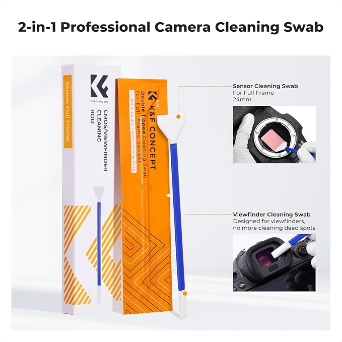 K&F CONCEPT 24mm Full-Frame Sensors Cleaning Swabs,with 5 Pack Swabs | Vacuum Sealed,Clean Camera Sensor and Viewfinder, Multi-Device Use, Precision Cleaning,for Nikon Sony Canon Camera Clean,MA01 - Image 2