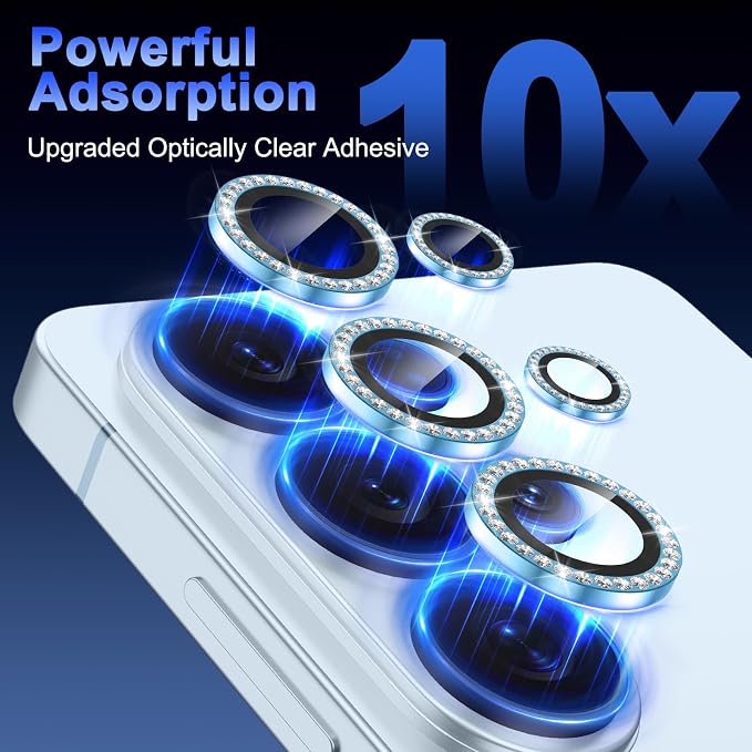 Meshine for Samsung Galaxy S26 Ultra Camera Lens Protector,Scratch Proof,Strong Adsorption,9H Hardness with Metal Ring Camera Cover,Ultra Thin Case Friendly, Accessories Lens Protector,Shiny Blue - Image 5