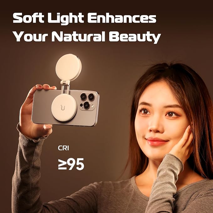 ULANZI LM19 Magnetic Selfie Light, LED Phone Ring Light for iPhone MagSafe, CRI95+ 2500K-8500K Portable Magnetic Phone Fill Lights for Selfies TikTok Video Call Makeup Photography YouTube Vlog - Black - Image 6