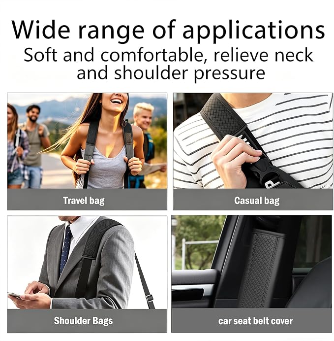 Seat Belt Pads Leather Seat Belt Covers More Comfort Driving Cushion Helps Protect Your Neck and Shoulders Suit for Car, Truck, SUV, Airplane,Camera Backpack Straps-2Pcs - Image 6