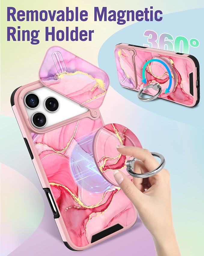 Buleens for iPhone 17 Pro Max Case 6.9 Inch - with Ring Stand & Camera Cover Aesthetic Cute Designed for Women Girls Pretty Girly Fashion Teens Phone Case for iPhone 17 Pro Max Compatible with Magsafe - Image 5