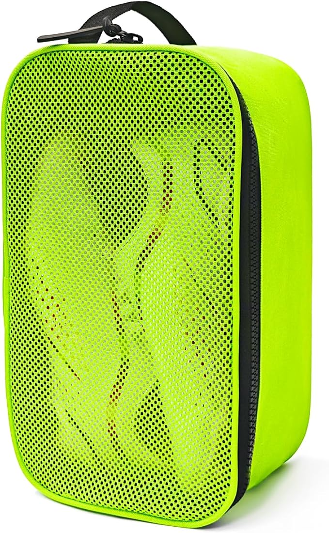 Golf Shoe Bag for Travel, Ventilated Sports Shoes Carrier, Portable Football Boot Organizer for Gym Men Women (1 Pcs-Neon Green) by Suaetiai