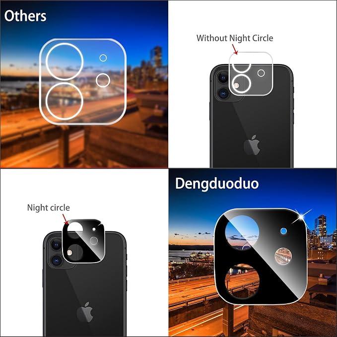 3 Pack Dengduoduo Camera Lens Protector for iPhone 11 & iPhone 12 Mini,Glitter Bling Sparkle Ultra HD, Tempered Glass, 9H Hardness, Anti-Scratch, Case Friendly, Easy to Install [No Affect on Night Shots] - Image 5