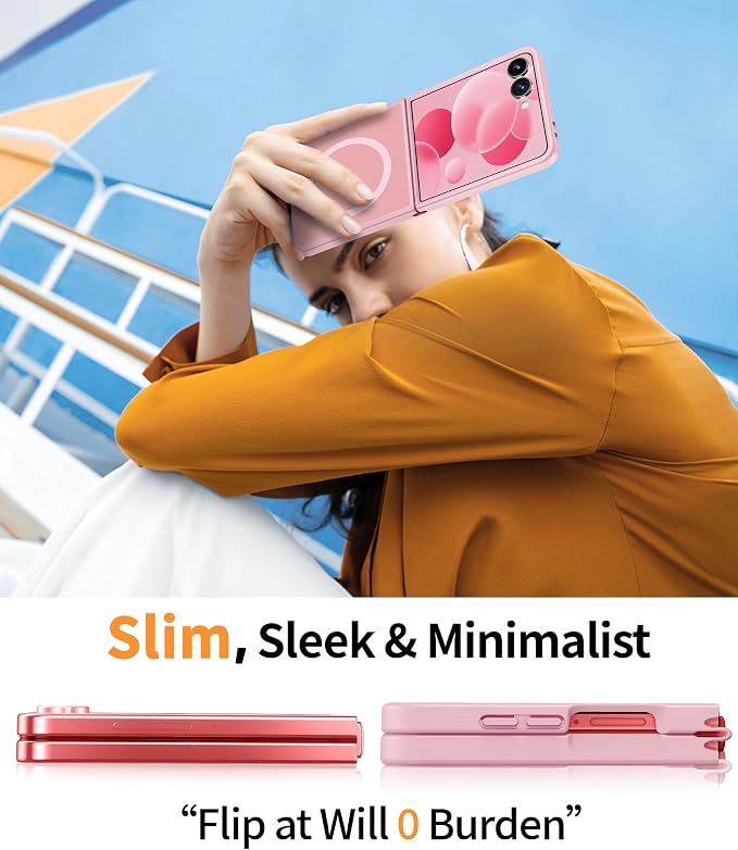 FNTCASE for Samsung Galaxy Z Flip 7 Case, Fit for Magsafe, Screen Protector | Translucent Matte, 18FT Military Grade Drop Protection, Shockproof Protective Phone Cover, Light Pink - Image 7