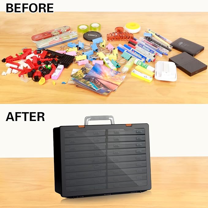 Photo Storage Box 4" x 6", 18 Inner Extra Large Photo Case Large Photo Organizer Acid-Free Photo Box Storage Photo Keeper Photo Storage Case, Plastic Craft Storage Box for Photo Stickers Stamps Seeds (Black, 18 Boxes) - Image 3