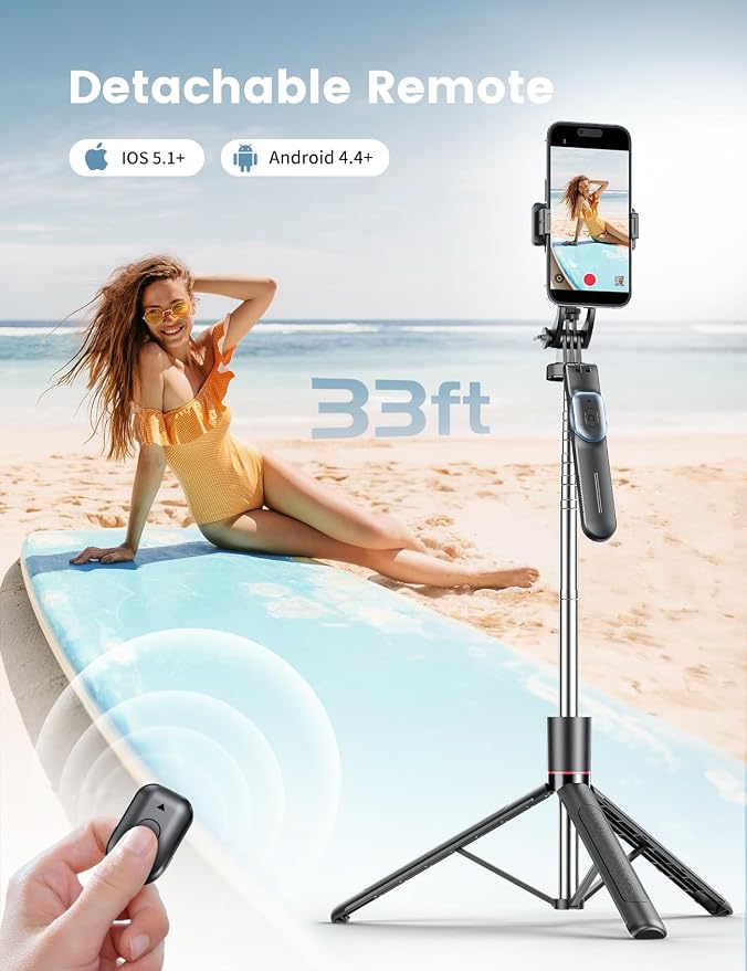 67’’ Selfie Stick Tripod with Light, Basic Phone Stand for iPhone & Samsung, All-in-One Extendable Tripod with Remote, 360° Rotation Handle, Portable Travel Vlog Kit for Video Recording Live Streaming - Image 5