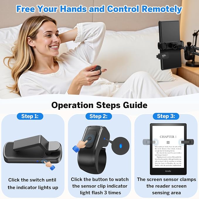 Page Turner Ring for Kindle,Remote Control for iPhone iPad Tablets eReaders | Clicker Page Turner for Kindle Accessories for Camera Video Record&Shutter Selfie with Storage Bag, Fits Thick Cases (Black) - Image 3