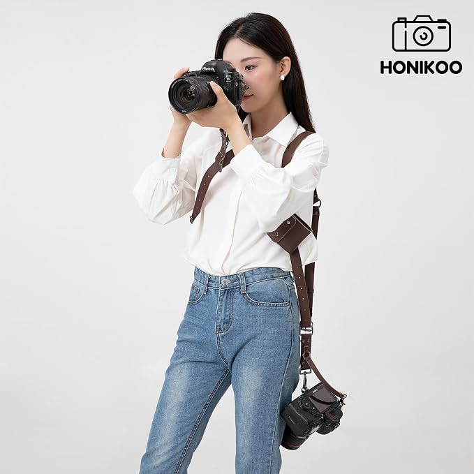 Dual Camera Harness Camera Straps Holster for Photographers Comfort Version | camera holster leather harnes spider holster camera belt camera harness for photographers leather harness camera neck strap - Image 7