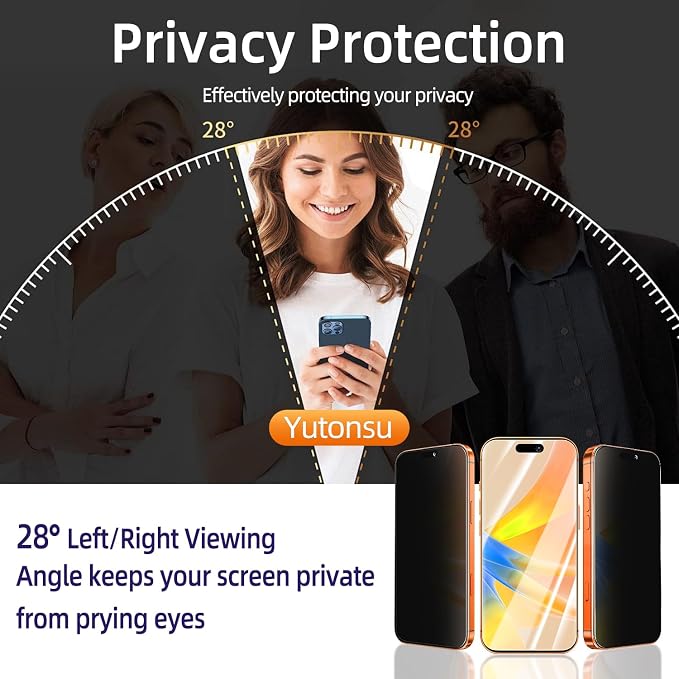 2+2 Pack Privacy Screen Protector for iPhone 17 Pro Max 6.9-Inch | with Camera Lens Protector, Anti-Spy Tempered Glass Film, Easy Installation, 9H Hardness, Case Friendly - Image 3