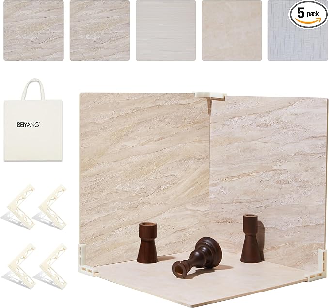 5PCS Double Sided Flat Lay Photo Studio Backdrop Boards, 16x16 Inch Waterproof Tabletop Background Board, Reusable Backdrop Props for Food Makeup Jewelry Product Shooting by EOAJAFOU
