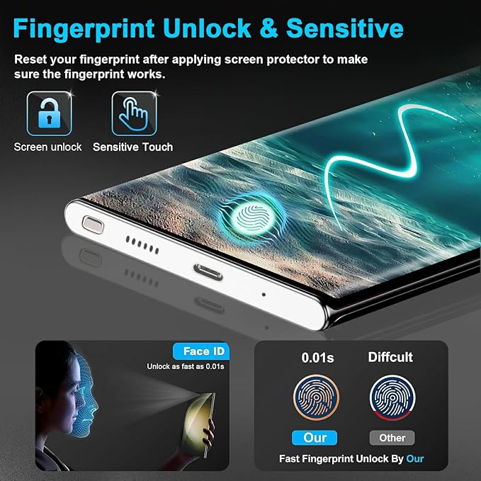 3 Pack Galaxy Note 20 Ultra Screen Protector, HD Clear Tempered Glass, Fingerprint Unlock, 3D Curved, Scratch Resistant, No Bubble for Samsung Galaxy Note 20 Ultra 5G Glass Screen Protector - Image 3
