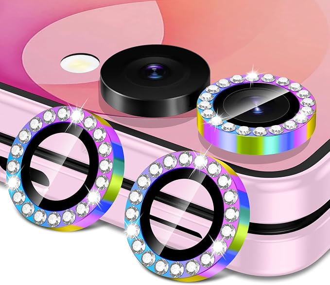 for Samsung Galaxy Z Flip 8 Camera Lens Protector, Individual Metal Ring Tempered Glass Lens Cover, [Strong Adsorption] Scratch Resistant Ultra-Thin HD Clear Lens Cover, 1 Set-Colorful Diamond by Btscase