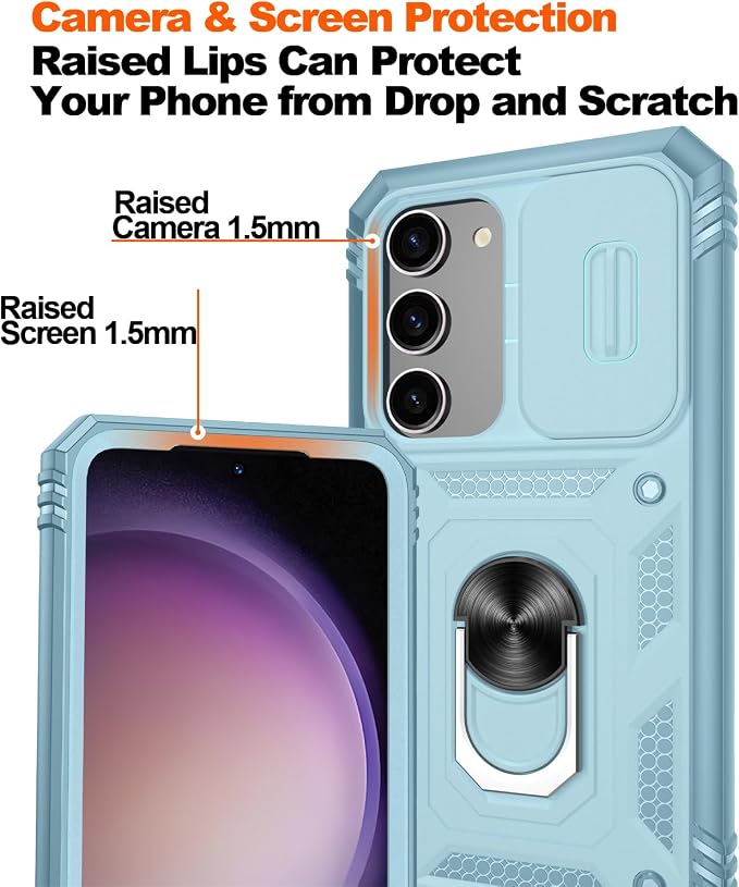 Gritup for Galaxy S23 Phone Case Military-Grade Shockproof with Kickstand | with 2 PCS Screen Protector, Slide Camera Cover, Heavy Duty Outdoor Protection Full Body Funda para Galaxy S 23 Cover-Green - Image 5
