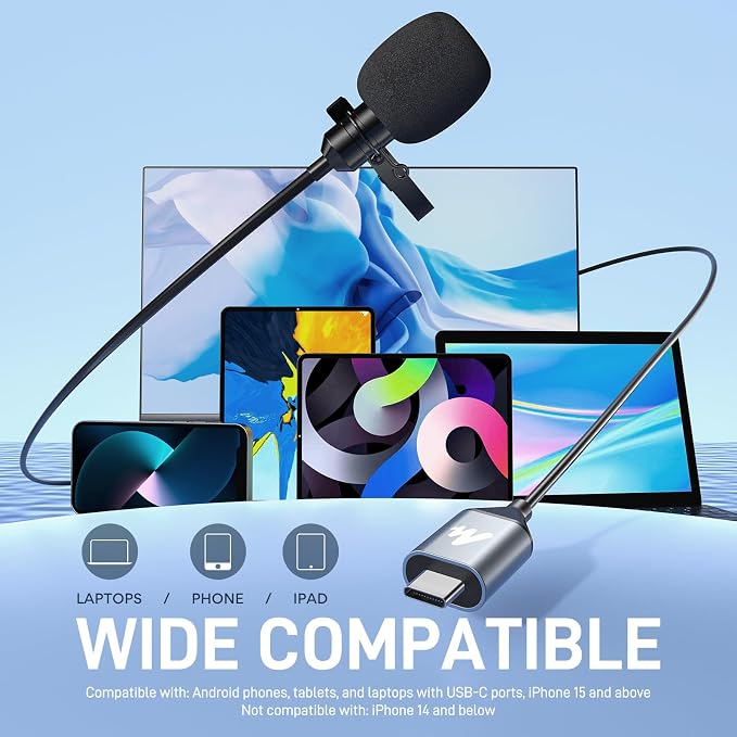MAONO USB-C Lavalier Microphone, 192kHz/24bit for Interview and Vlogging | Omnidirectional, Plug & Play for iPhone15, iPad, Android, Conference Call, YouTube Video, Dictation, Meeting, Recording, UL11 - Image 6