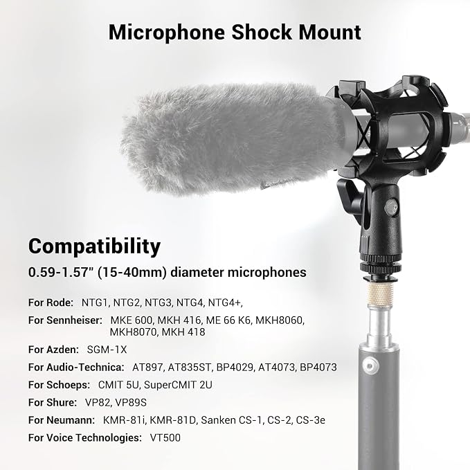 SmallRig Microphone Shock Mount Cold Shoe Pinch for Camera Shoe Boompole | Compatible with camera shoe mounts and boompoles - Image 2