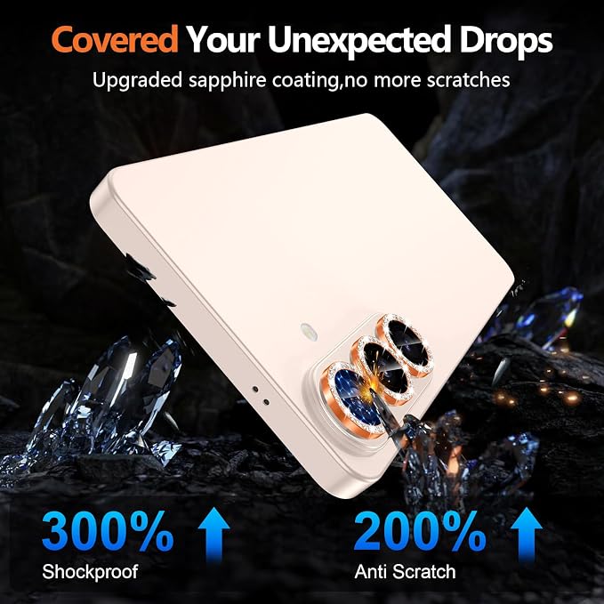 for Samsung Galaxy S26 Plus Camera Lens Protector, Individual Metal Ring Tempered Glass Lens Cover, [Strong Adsorption] Scratch Resistant Ultra-Thin HD Clear Lens Cover, 1 Set-Orange Diamond - Image 5