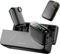 PQRQP S20 Mic (2 TX + 1 RX + Charging Case), Mini Microphone for iPhone/Android/Camera, 48kHz/24-bit High Audio, AI Noise Cancelling, 48h Use, 820ft Range, Wireless Microphones for Vlog, Streaming by PQRQP