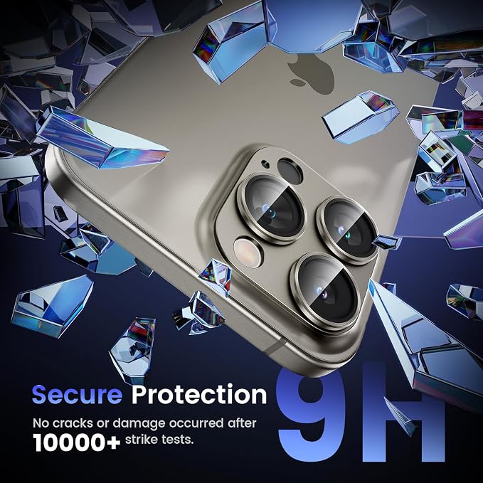 Tensea for iPhone 16 Pro Max/16 Pro/14 Pro Max/14 Pro Camera Lens Protector | Metal Aluminum Alloy Tempered Glass Cover Camera Screen Protector Accessories, Case Friendly - Image 4