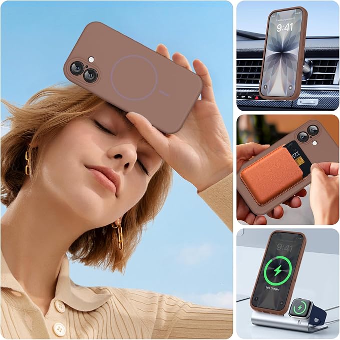 Miracase Silicone & Magnetic for iPhone 17 Case, Chocolate | Compatible with MagSafe, Silicone Camera Control Cover, Soft Microfiber Lining, Shockproof Drop Protection Phone Case for 17 - Image 6