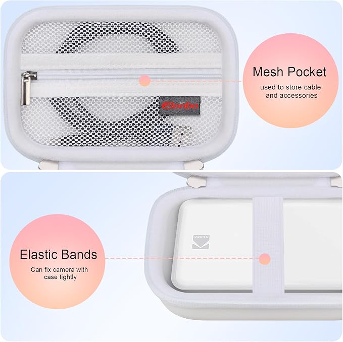 Elonbo Camera Carrying Case for KODAK Step Instant Smartphone Photo Printer | KODAK Step Portable Mini Color Wireless Mobile Printer Hard Travel Bag, Instant Color Picture Printer Storage Holder, White - Image 3