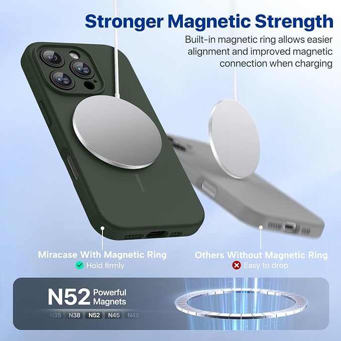 miracase Magnetic for iPhone 16 Pro Max Case, [Soft Anti-Scratch Microfiber Lining], Compatible with MagSafe, Liquid Silicone Case Shockproof Drop Protection Phone Case for 16 ProMax,Dark Green | Compatible with MagSafe, Soft Microfiber Lining, Premium... - Image 4