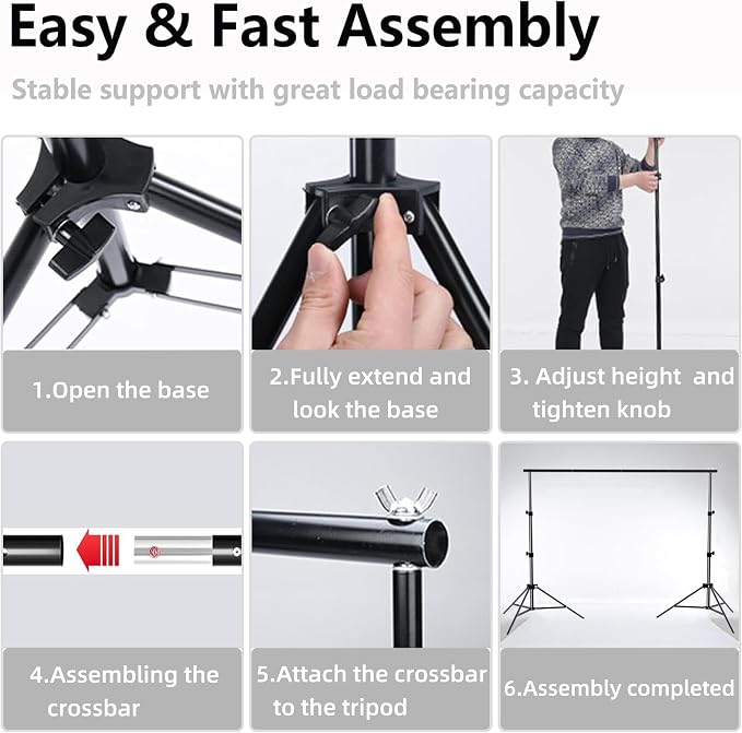 Photo Backdrop Stand for Photography 7ft x 10ft Background Stands for Photoshoot Support Kit with Carry Bag for Photo Studio Parties Events Decoration - Image 5