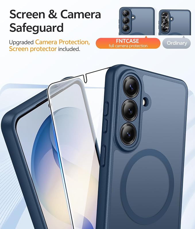 FNTCASE for Samsung Galaxy S26 Case, Fit for Magsafe, with Screen Protector | Full Camera Protection, Translucent Matte, 14FT Military Grade Drop Proof, Shockproof Protective Phone Cover, Blue - Image 4