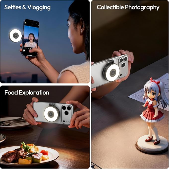 ULANZI LM21 Dual Sided Magnetic Phone Selfie Ring Light for iPhone/Android | for MagSafe, 8000K CRI≥95, Touch Control, Extendable, Rechargeable, for Vlog,Video Call,TikTok,Video Call,Live Stream - Image 7