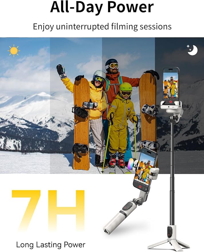 AOCHUAN Gimbal Stabilizer for iPhone, Sefie Stick with Auto Face Tracking | Tripod with Auto Face Tracking for TIK Tok YouTube Video Recording, 4 in 1 Gimbal Stabilizer with 360° Rotation-M1 Pro White - Image 7