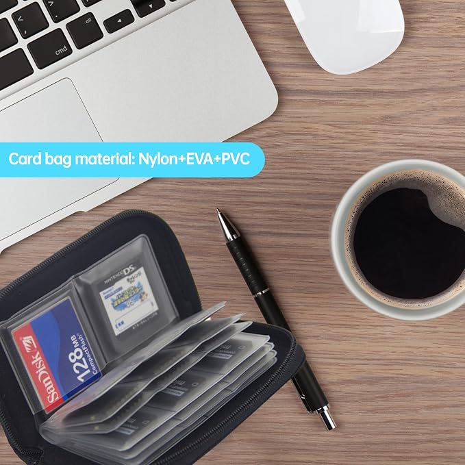 SD Card Holder,SD Card Case,Memory Card Case,SD Card Organizer Storage | Portable 22 SD Card Holder for 18 SD and 4 CF (Black / 22 Slots - 2 Pack) - Image 6