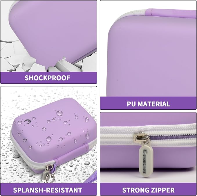 Comecase Digital Camera Case for Kodak PIXPRO FZ45 FZ55 for Travel, Purple | Fits Cameras up to 4.33 x 3.07 x 2.3 in, Pre-Cut Foam, Elastic Strap&Hand Strap, Mesh Pocket for Accessories, Case Only - Image 3