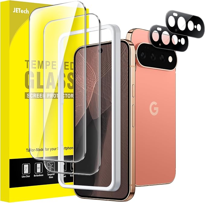 JETech Screen Protector with Lens Protector for Google Pixel 11 Pro XL | 2+2 Pack, 9H+ Shatterproof Tempered Glass, Easy Installation, Fingerprint Unlock Compatible, High Clarity, Anti-Fingerprint by JETech