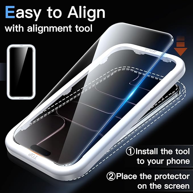 JETech Screen Protector for iPhone Air, 2+2 Pack | with Camera Lens Protector, HD Clear Tempered Glass, Anti-Scratch Protection, Easy Installation Tool - Image 4