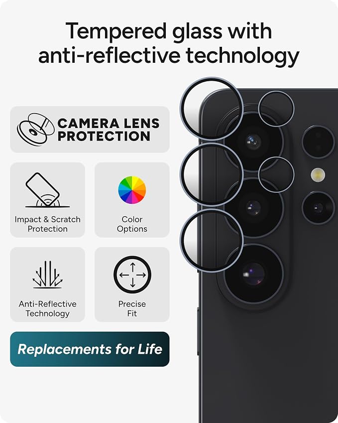 ZAGG Glass Elite Samsung Galaxy S26 Ultra Camera Lens Protector - Blue, Anti-Reflective, 5X Stronger Impact & Scratch Resistant Aluminosilicate Glass - Easy Installation, Smudge-Free Surface - Image 2