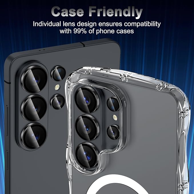 Meshine for Samsung Galaxy S26 Ultra Camera Lens Protector,Scratch Proof,Strong Adsorption,9H Hardness with Metal Ring Camera Cover,Ultra Thin Case Friendly, Accessories Lens Protector,Black - Image 6
