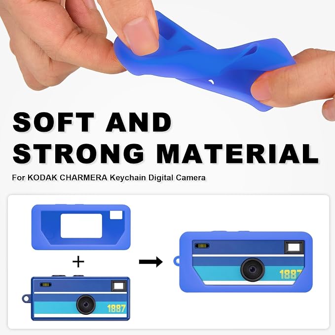 Silicone Case for Kodak CHARMERA Millennium Keychain Mini Digicam Blind Box | Soft Keychain Camera Sleeve, Precise Cutouts, Case-On Charging & SD Card Access, For Collectors & Daily Carry, Sky Blue - Image 2