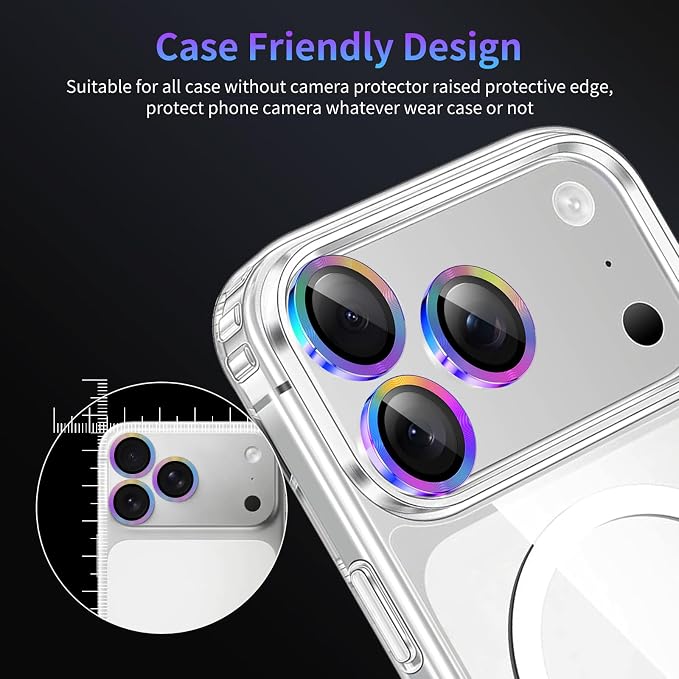 Camera Lens Protector for iPhone 17 Pro/iPhone 17 Pro Max,1 Pack | Tempered Metal Glass Camera Cover, HD Clear Anti-Scratch Lens Screen Protector Film,Case Friendly,Colorful Titanium - Image 7