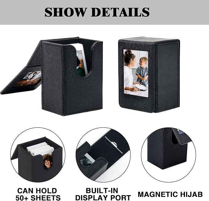 Picture Holder Case for Fujifilm Instax Mini 13/12/11/41/EVO Camera | Mini Film Photo Holder Storage Case for Instax, PU Leather Photo Pouch for 2.15x3.4 inches Films, Can Hold 50+ Films, Black - Image 3