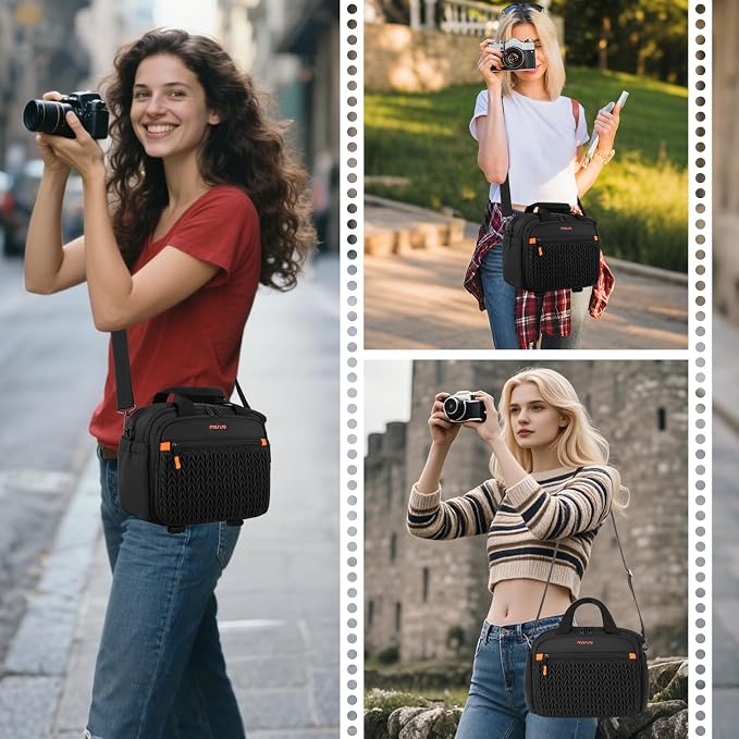MOSISO Camera Bag, DSLR/SLR/Mirrorless Photography Shoulder Bag, Black | Wheat Ear Quilted Padded Camera Case with Rain Cover & Bottom Tripod Holder Compatible with Canon/Nikon/Sony - Image 8